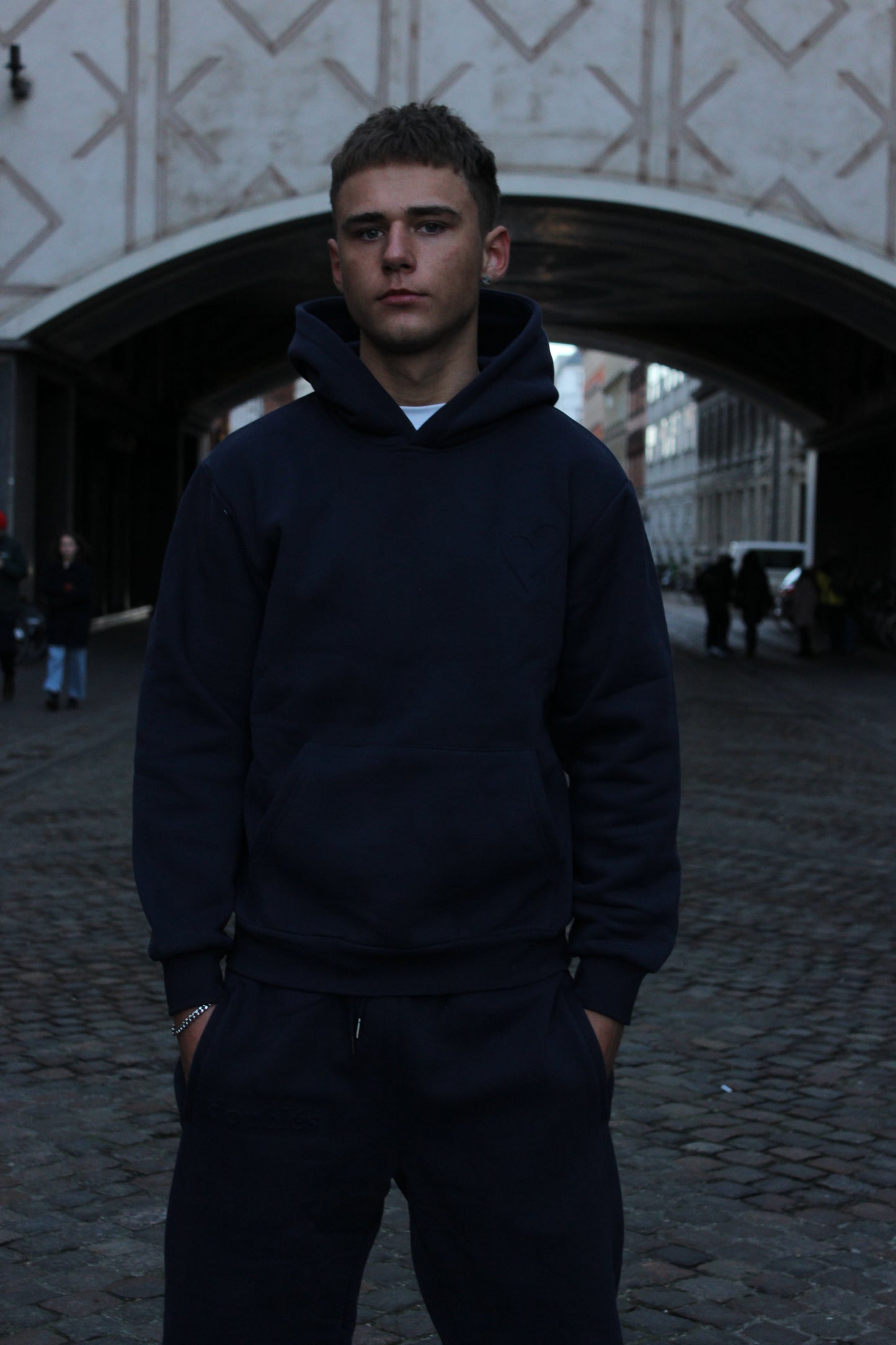 Embossed Joggingbukser Mørkeblå