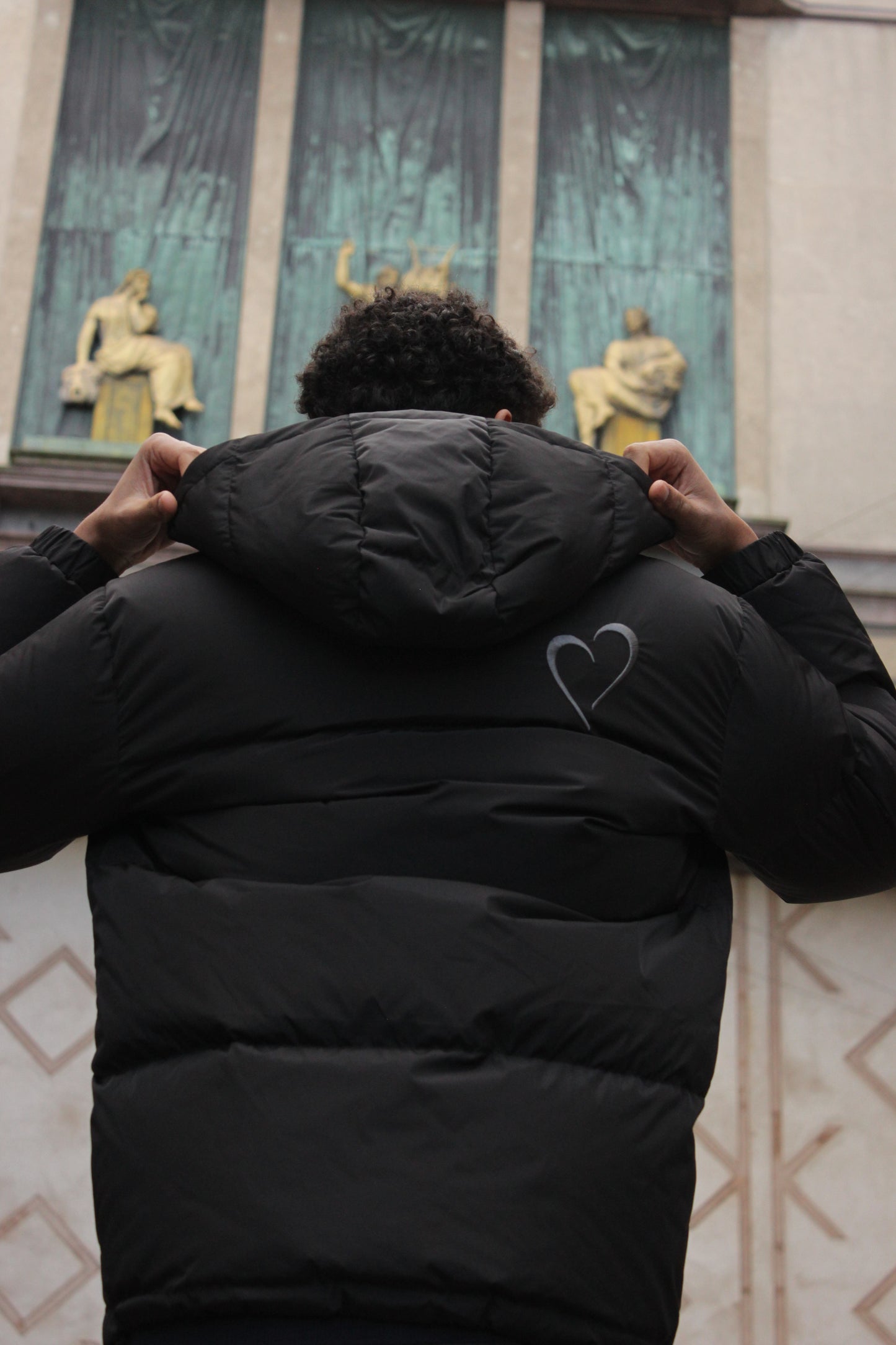 Pufferjacket with Heart - Black