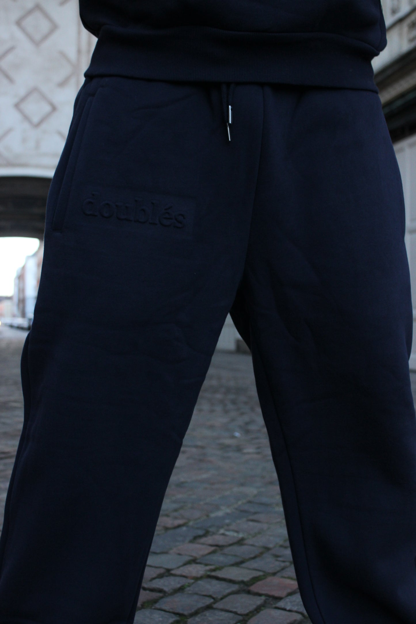Embossed Joggingbukser Mørkeblå