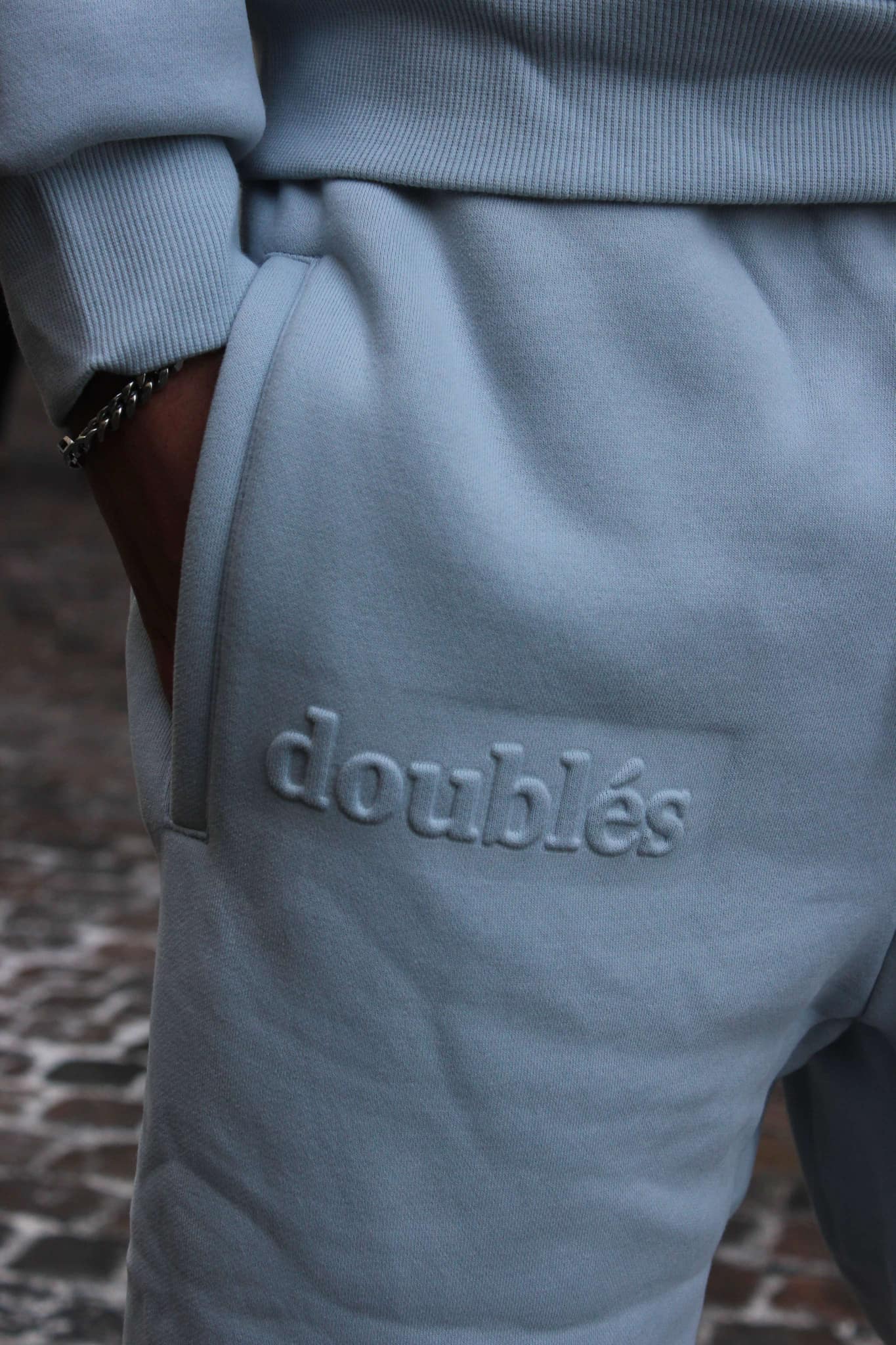 Embossed Joggingbukser Lyseblå