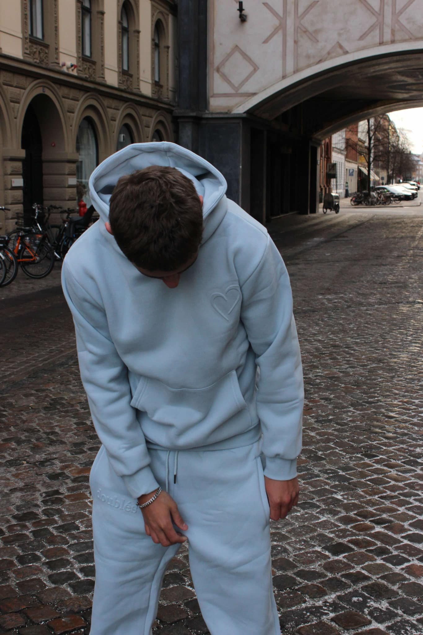 Embossed Joggingbukser Lyseblå