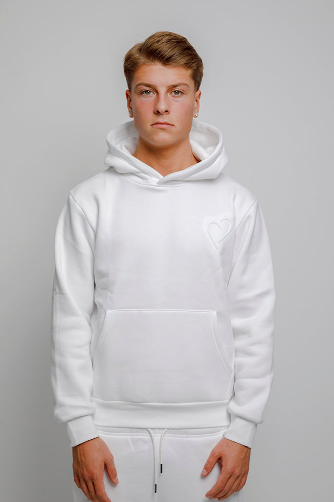 Embossed Hoodie Hvid