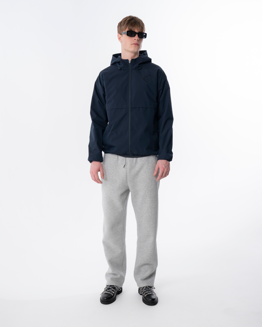 Windjacket med Logo bagpå Mørkeblå