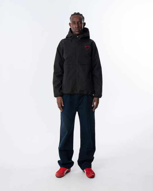 Windjacket med Rødt Logo Sort