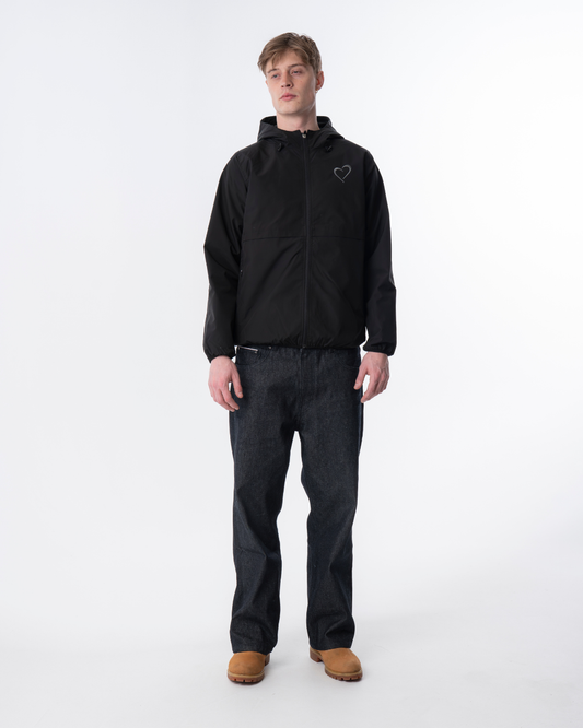 Windjacket med Gråt Hjerte Sort