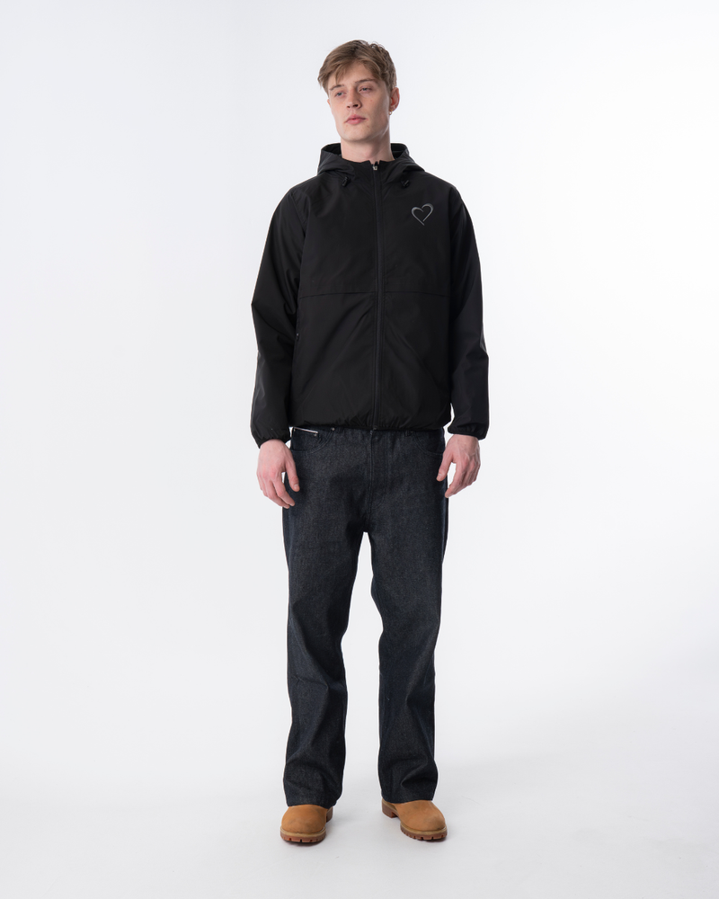 Windjacket med Gråt Hjerte Sort