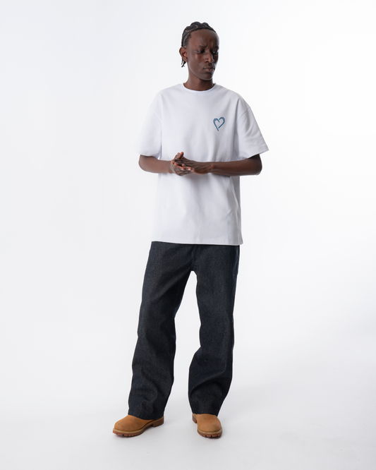 Heavyweight T-Shirt med Blå Logo