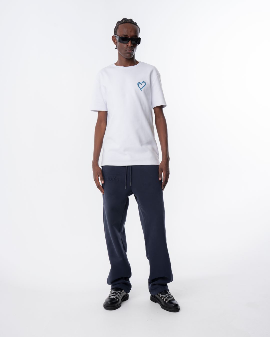 Normal fit T Shirt med Hjerte - Hvid