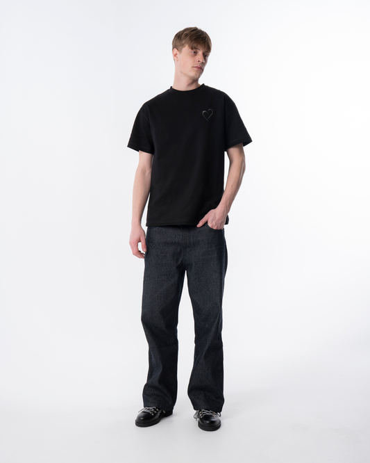 Signature T-Shirt with grey heart - Black