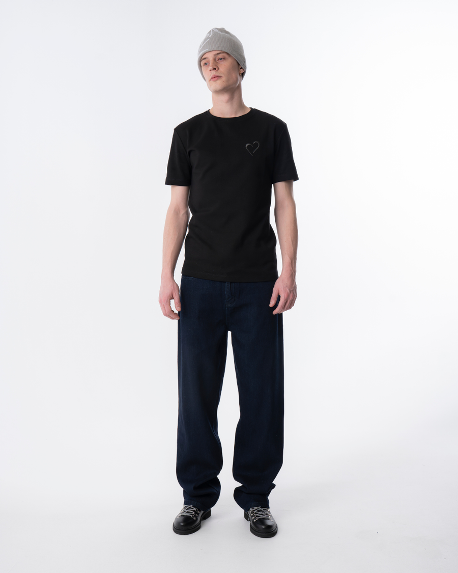 Normal fit T Shirt med Hjerte - Sort