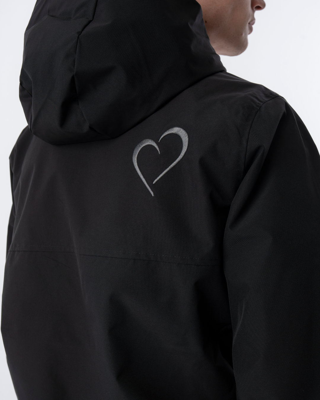 Windjacket med Gråt Hjerte Sort