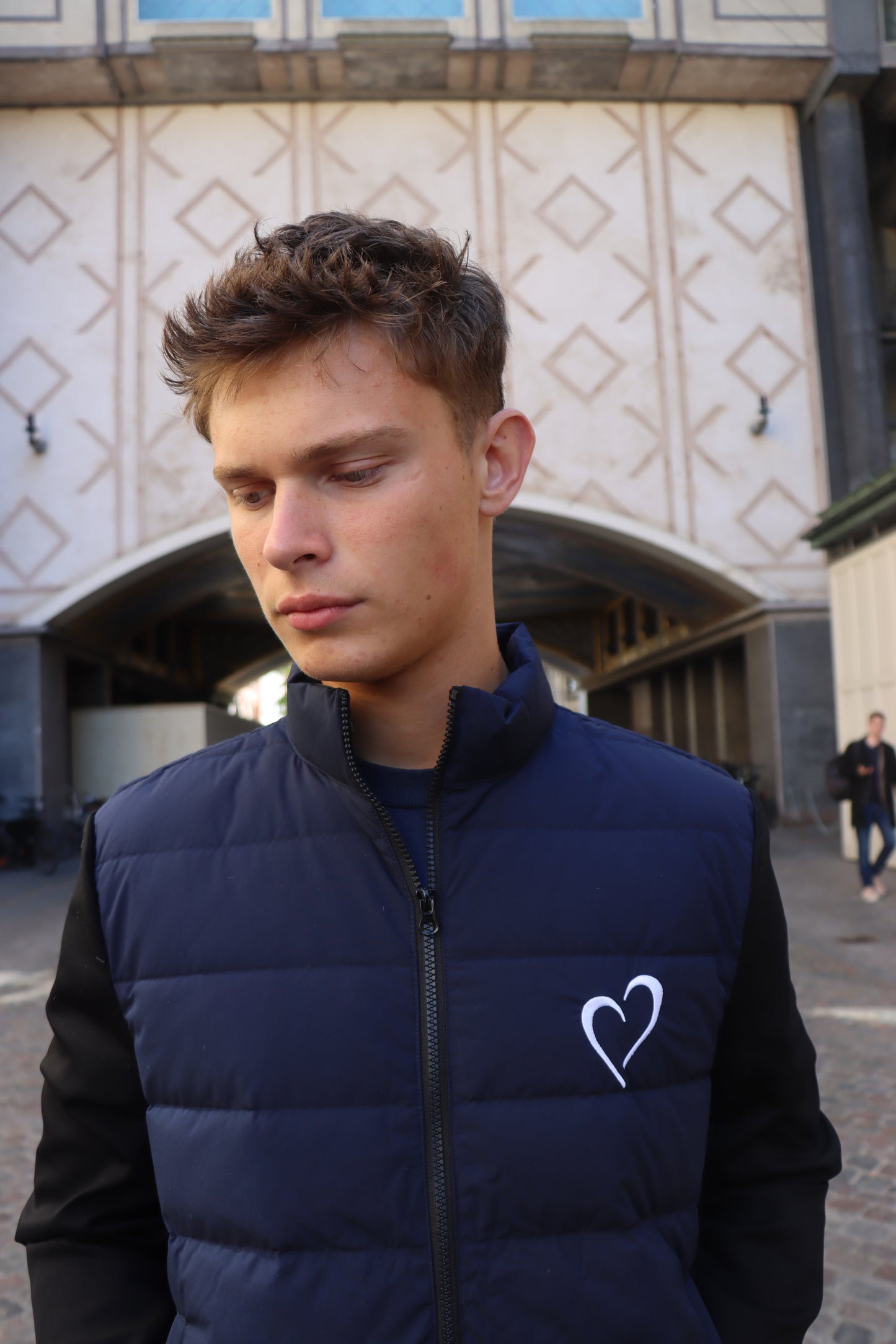 Spring Jacket White Heart - Dark Blue