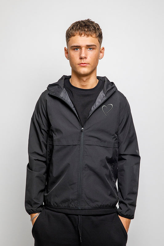 Windjacket with Grey Heart - Black