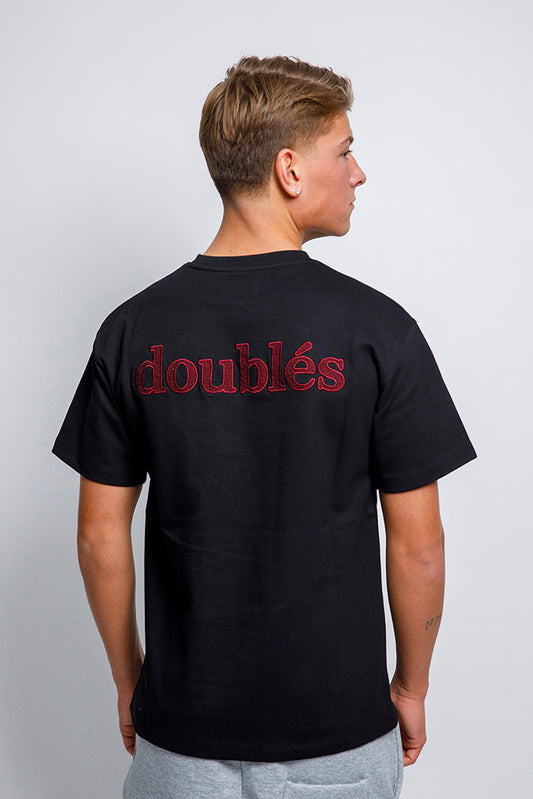 Heavyweight T-Shirt with Red Back Logo - Black