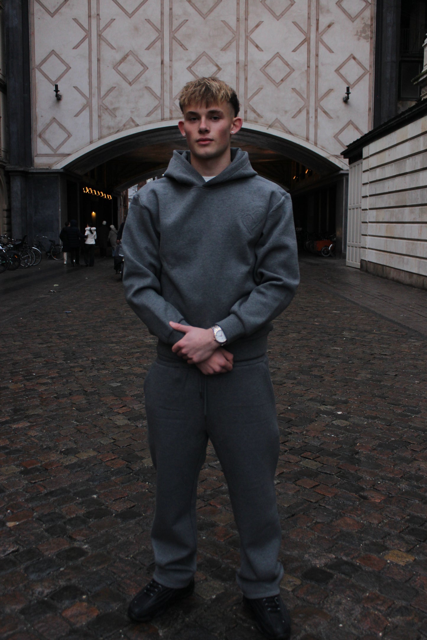 Rocky Grey Cloud Hoodie with Embossed Logo