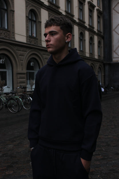 Midnight Blue Cloud Hoodie with Embossed Logo