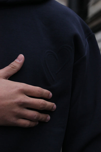 Midnight Blue Cloud Hoodie with Embossed Logo