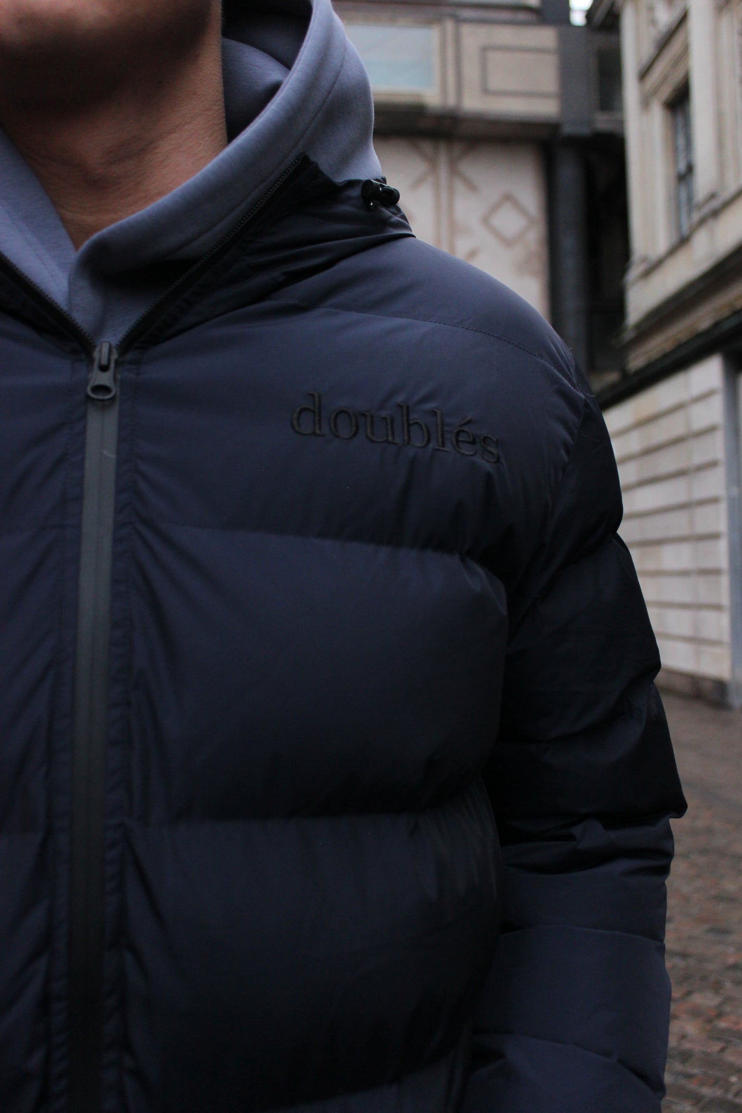 Dark Blue Spring Pufferjacket with Logo