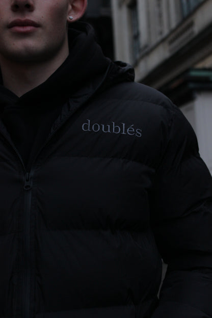 Black Spring Pufferjacket with Logo