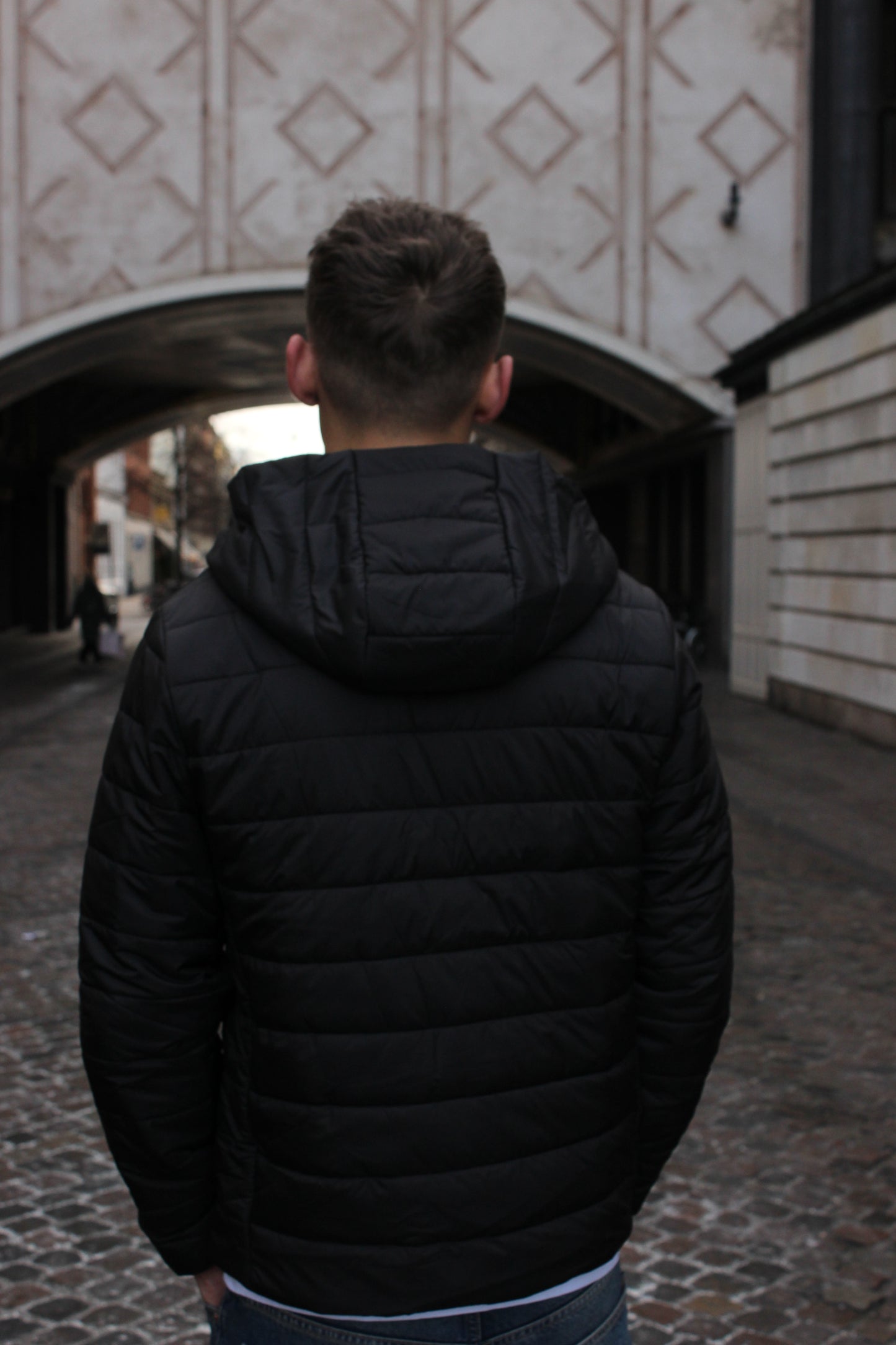 Down Jacket with Logo - Black