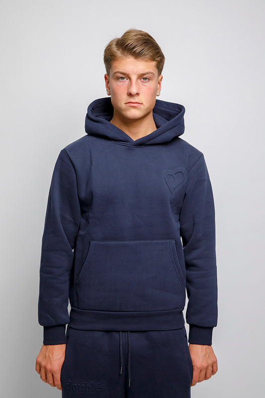 Embossed Hoodie Mørkeblå