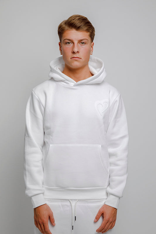 Embossed Hoodie Hvid